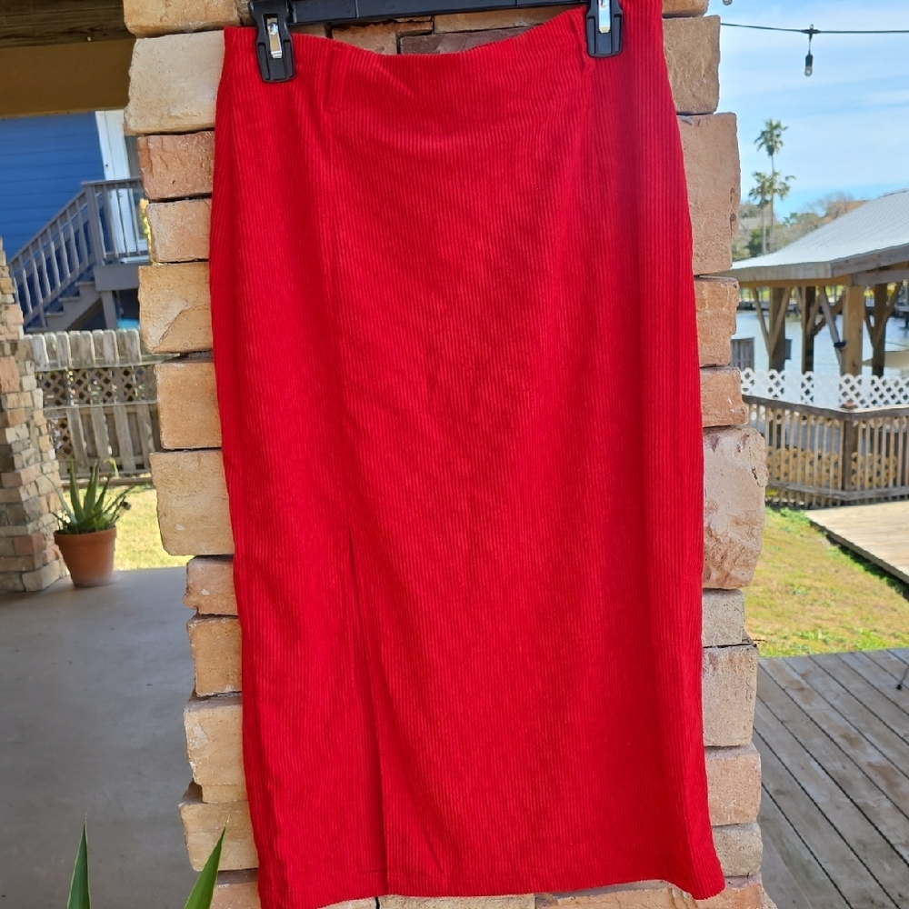 HALARA Bold Red High Waisted Pencil Minimalist  Skirt Size Med